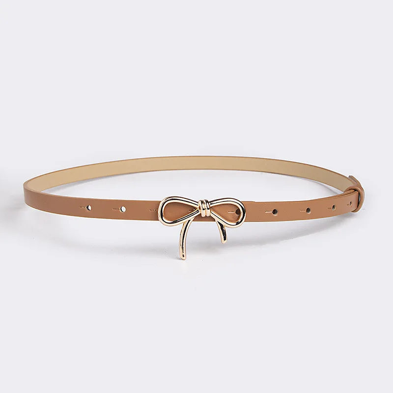 Bow Detail Bowknot Element Versatile Skinny Belt Candy-Colored Belt Trending Accessory