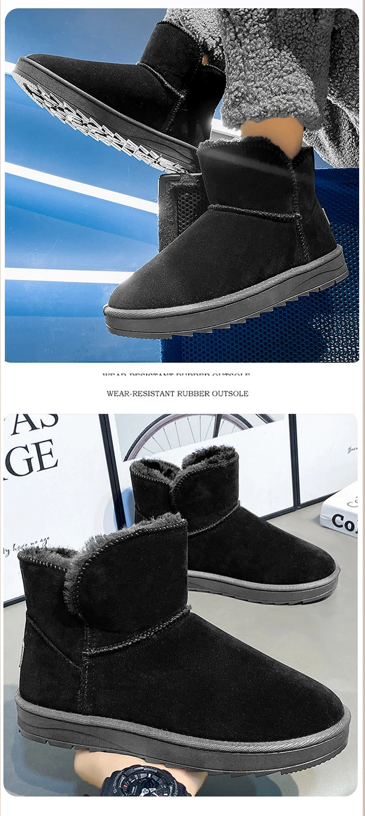 New winter fashion: thick-soled snow boots, men's and women's thickened warm cotton shoes, and casual women's boots