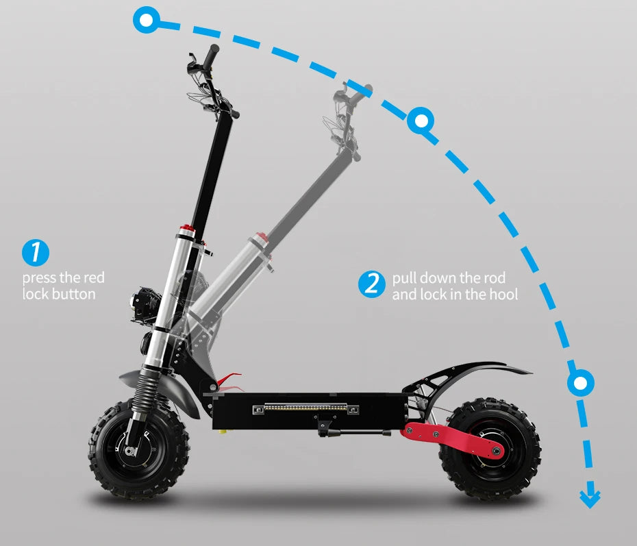 6000W Electric Scooter for Adults 85KM/H Max Speed Dual Motor 11" Off Road Tire E Scooter 30AH Lithium Battery Shock Absorption