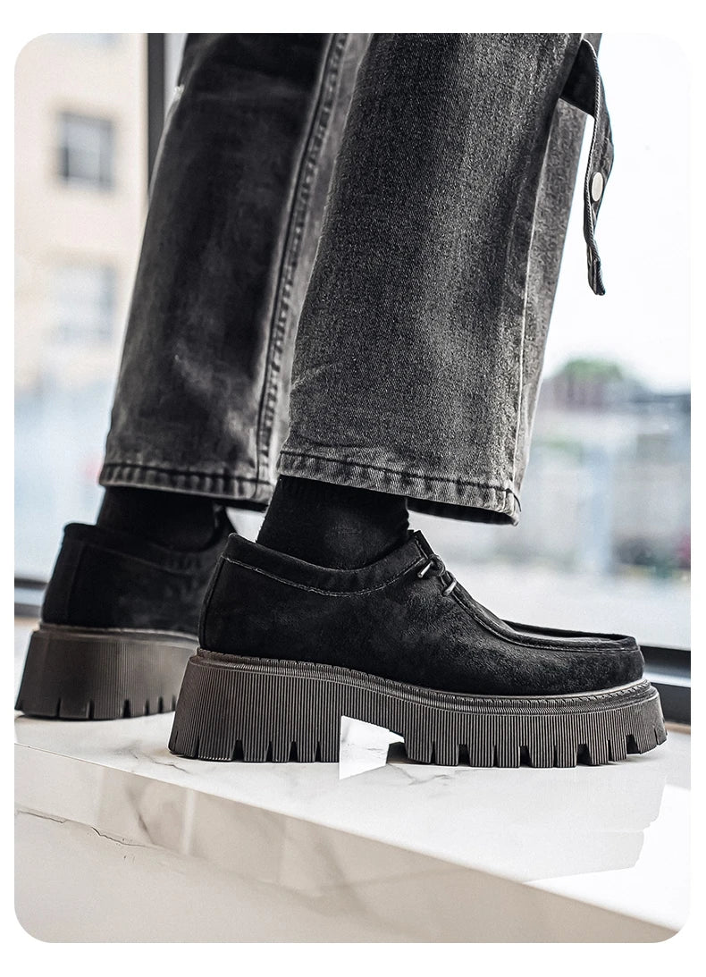 Men's Shoes 2025 Autumn New Style High-heel Thick-soled Loafers, Durable and Retro Casual Shoes, Everyday Street Trend Sneakers