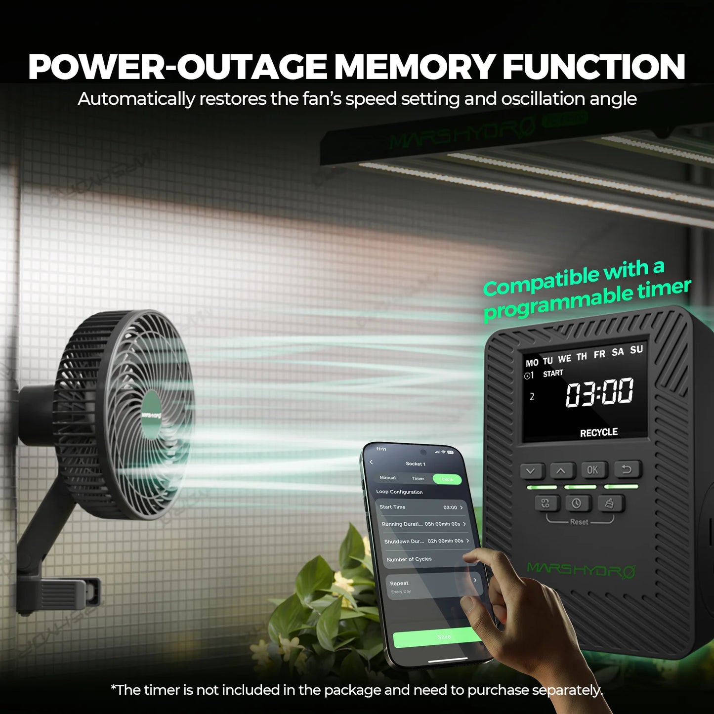 2025 Mars Hydro 6 Inch Clip on Fan Auto-Oscillating Fan EC Motor Adjustable Fan EC Motor 5 Blades 10 Speeds For Grow Tent Room