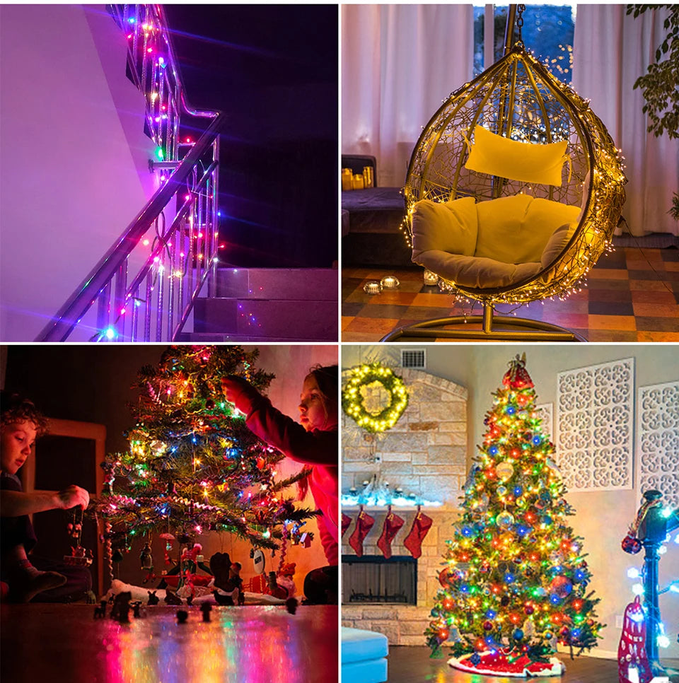 Christmas Decor Lights for Home Village 2024 24V LED String 20m 30m Fairy Garland for Chrismas Tree Country Yard Garden Wedding