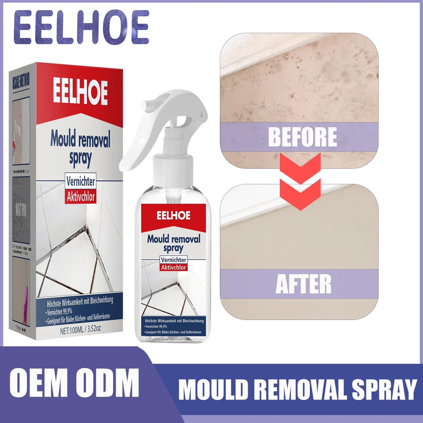 Wall Mildew Remover Mildew Stain Remover Spray Active Mildew Mould Removal Foam Spray Long-lasting Effect Wall Mold Remover