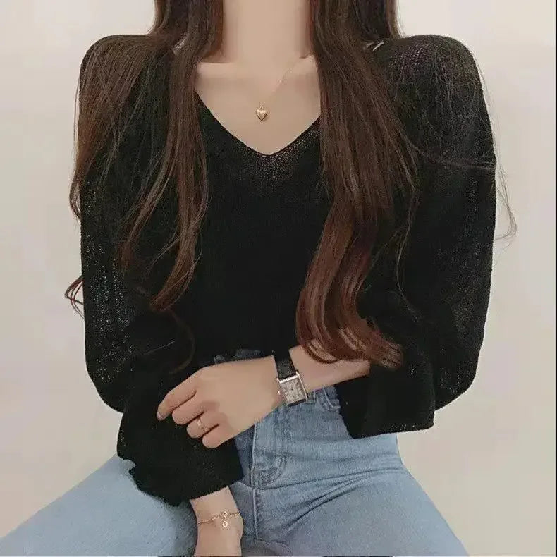 Tops Sweaters For Women With Headings Ladies Sweater Pullover Cropped Autumn 2025 Trend Cute Kawaii Black Knitted High Quality