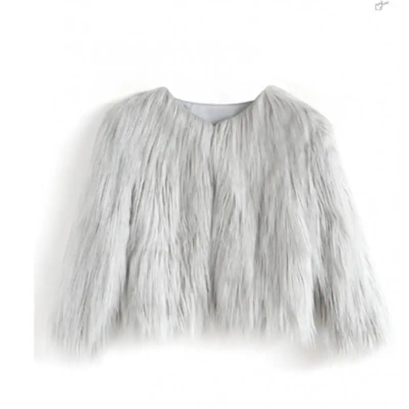 Fur Coat Children Girl Autumn Winter New Solid Color Round Neck Warm Go with Everything  Fashion Casual Brief Active