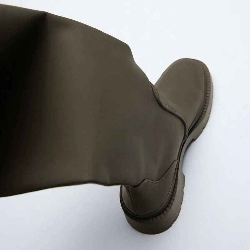 Boots Woman Winter 2022 Platform Thigh High Boots Women   Square Toe Chunky Party Knee High Wedge Long Woman Boots