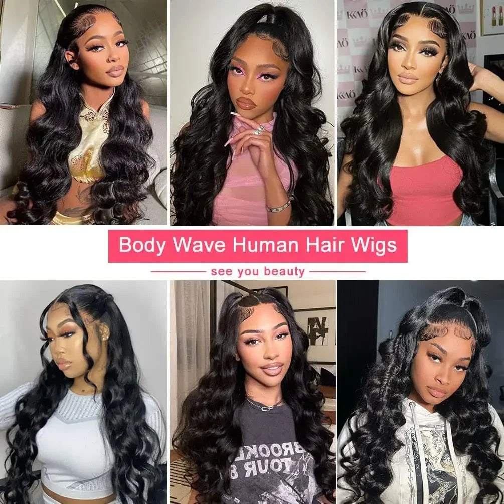 Lafino 200% Density Body Wave Lace Front Wig 13x6 Loose Body Wave 13x4 Lace Front Wigs Black Wig Human Hair 40 Inch Brazilian