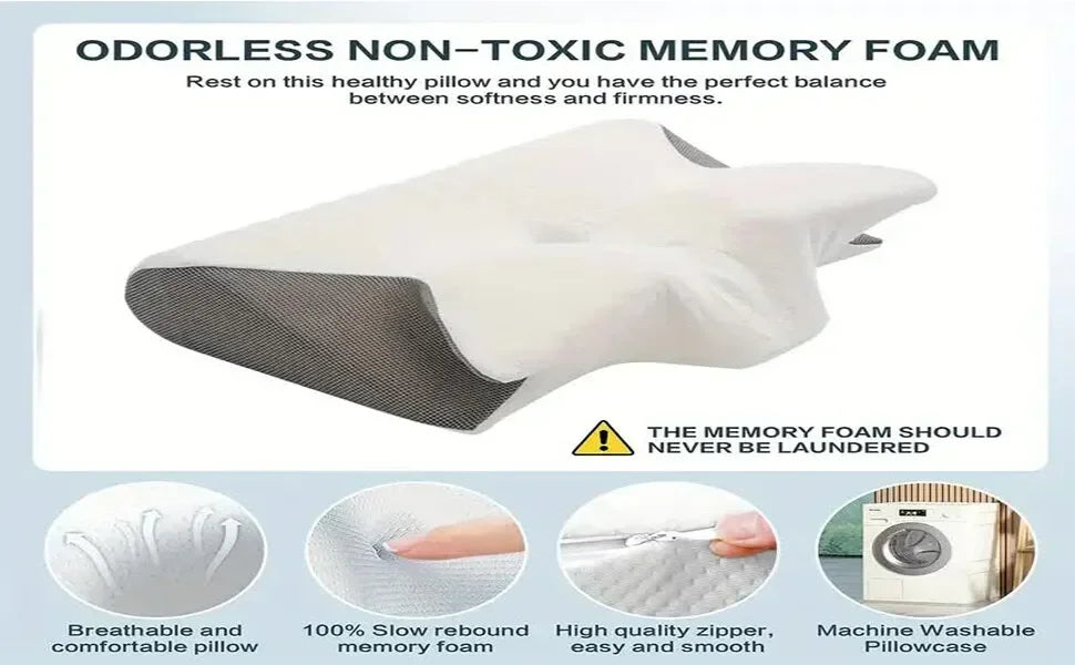 1pc Memory Foam Cervical Pillow Neck Protection Slow Rebound Memory Pillow Butterfly Shaped Cervical Neck Sleep care healthy