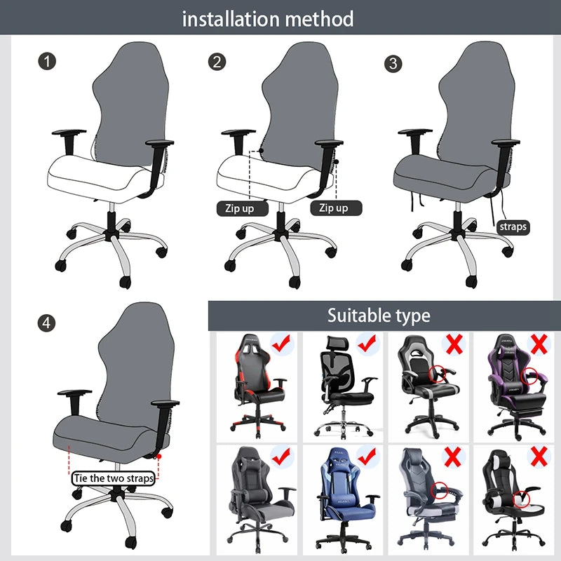 Jacquard Gaming Chair Covers Elastic Office Chairs Cover Armchair Slipcover Computer Chair Slipcovers with Armrest Covers