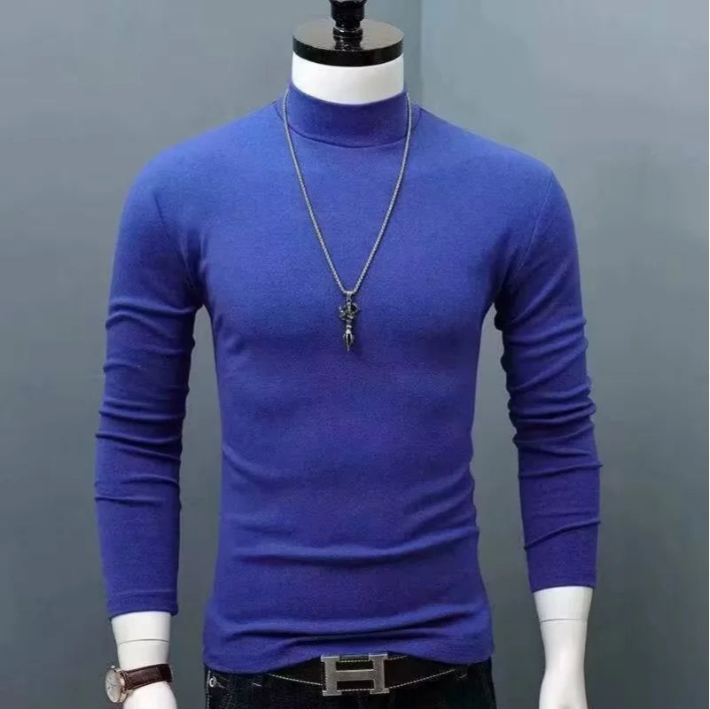 Men's Original Shirts Fall/Winter T-Shirt Fashionable Inner Wear for Men Slim Fit Turtleneck Shirt Solid Black Long Sleeve Shirt