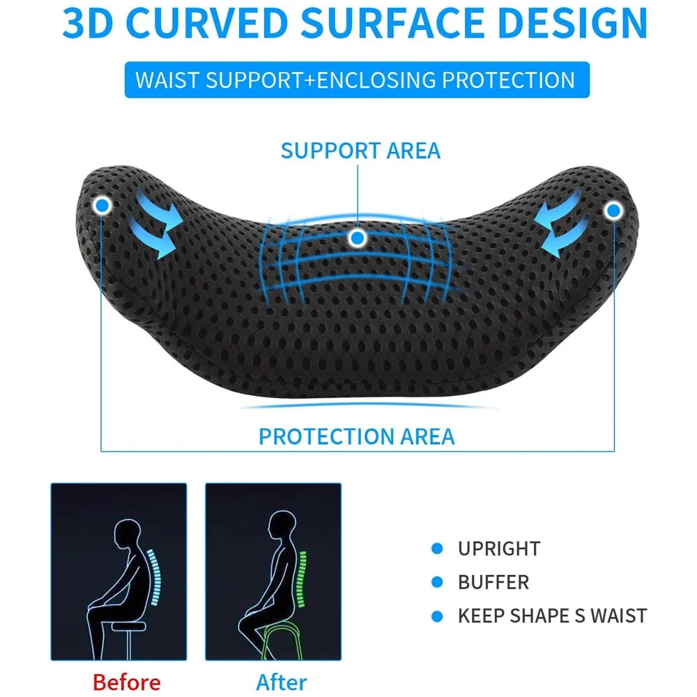 Memory Foam Lumbar Support Pillow for Lower Back Pain Relief for Car Seats, Office Chairs, Gaming Consoles,Sofas,Recliners,Beds