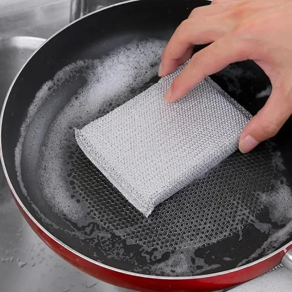 Set of 4 Non-Scratch Pot Scrub Sponges - Dishwashing & Household Cleaning