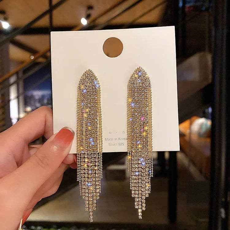 Fashion Trend Unique Design Elegant Exquisite Light Luxury Rhombus Zircon Earrings Female Jewelry Party Premium Gift Wholesale