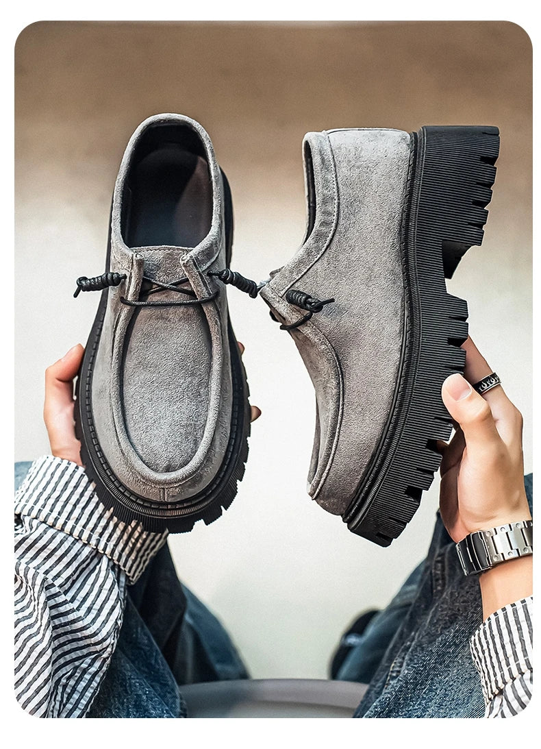 Men's Shoes 2025 Autumn New Style High-heel Thick-soled Loafers, Durable and Retro Casual Shoes, Everyday Street Trend Sneakers