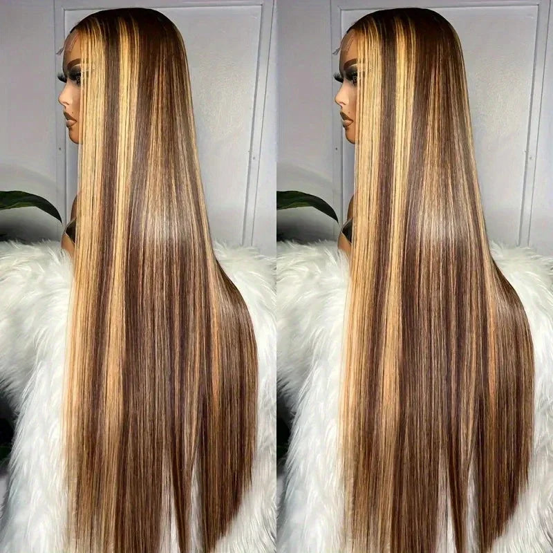 200 Density Honey Blonde Long Straight 13x4 HD Lace Front Wig Human Hair  4/27 Highlight 13x4 HD Lace  Frontal Wigs Human Hair