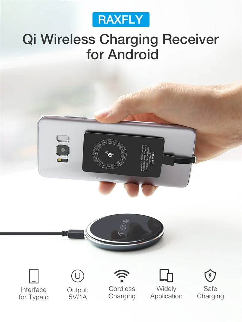 Wireless Charger Receiver Support Type C Micro USB Fast Wireless Charging Adapter For iPhone Ios Android phone Wireless Charge