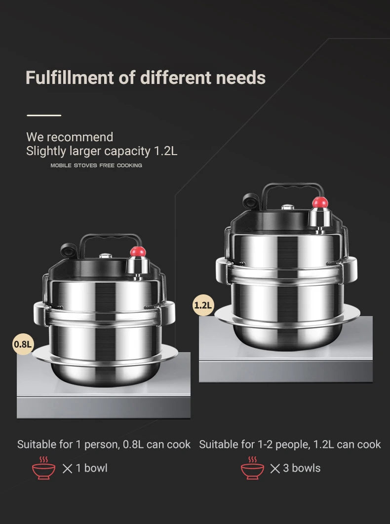 0.8-2L outdoor small pressure cooker camping 304 stainless steel portable kitchen rice cooker cooking tools pressure cooker