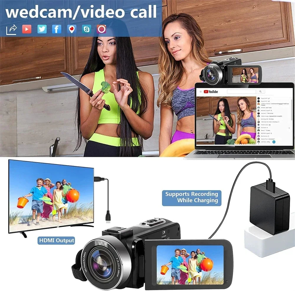 Digital Cameras 4k Professional Camcorder 48MP Camera WiFi Youtube Camera 18X Digital Zoom Camera Digital Webcam For Vlog Video