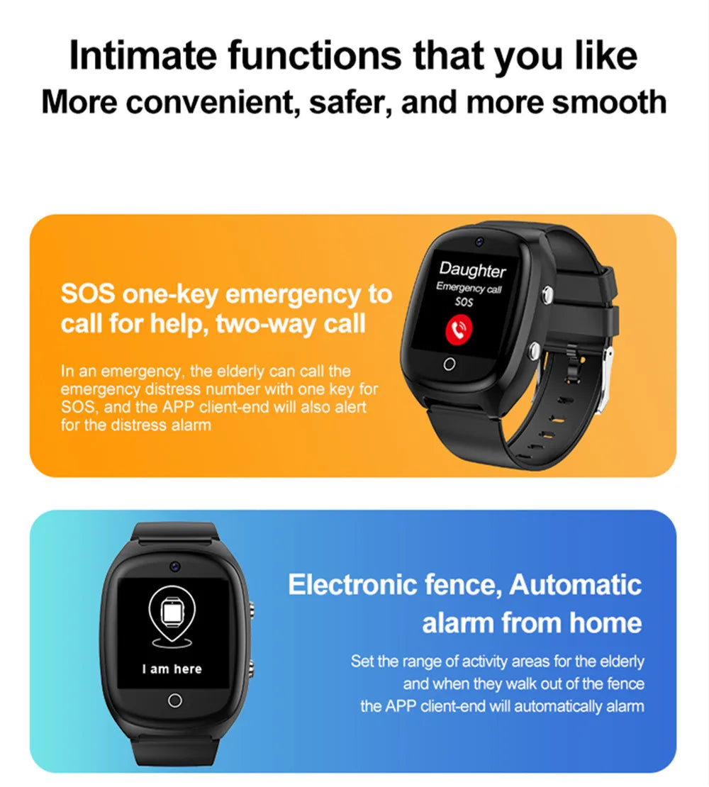 Smart Watch For Old People Elderly Smart Watch For Seniors Health Fall Detection Watch 4G Sim Card SOS Emergency Calls GPS GK8