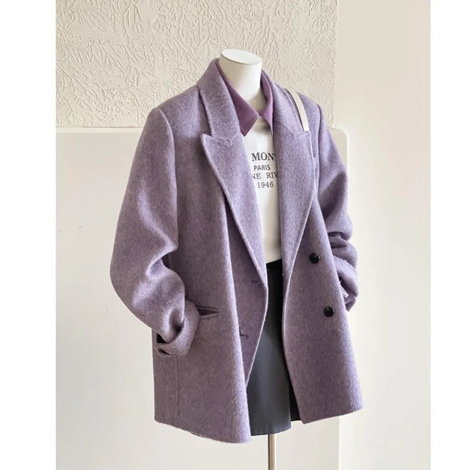 Coats for Woman Autumn Winter New Elegant Long Sleeves Short Woolen Jacke Korean Fashion Casual Loose Keep Warm Versatile Coats