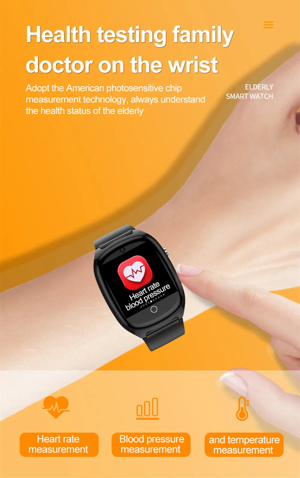 Smart Watch For Old People Elderly Smart Watch For Seniors Health Fall Detection Watch 4G Sim Card SOS Emergency Calls GPS GK8