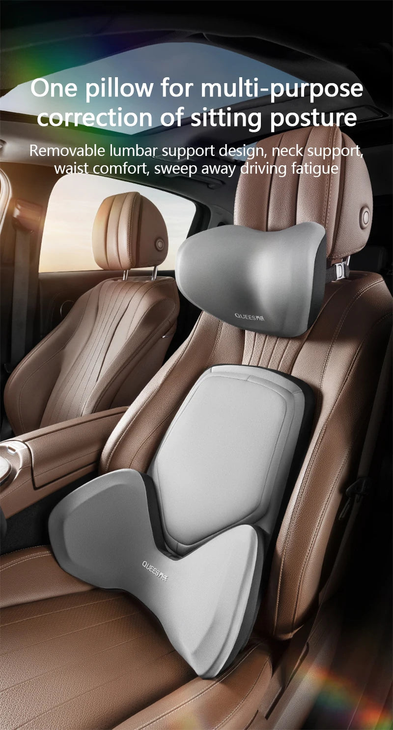Car Headrest Pillow Auto Neck Cushion Car Back Lumbar Waist Pillow Slow Rebound Guard Head Support for Universal Car Supplies
