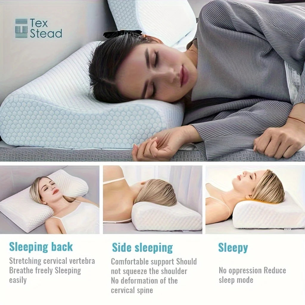 1pc Cooling Memory Foam Pillow - Orthopedic Cervical Support, Breathable Viscose Fabric Cover