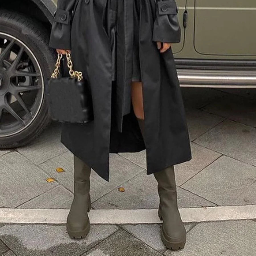 Boots Woman Winter 2022 Platform Thigh High Boots Women   Square Toe Chunky Party Knee High Wedge Long Woman Boots