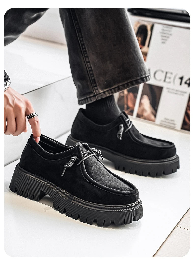 Men's Shoes 2025 Autumn New Style High-heel Thick-soled Loafers, Durable and Retro Casual Shoes, Everyday Street Trend Sneakers