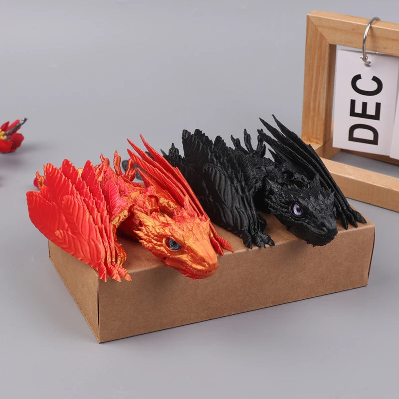3D Printed Dragon Feathered Wyvern Dragon Articulated Fidget Dragon Home Office Decor Desktop Pet Desk Toy