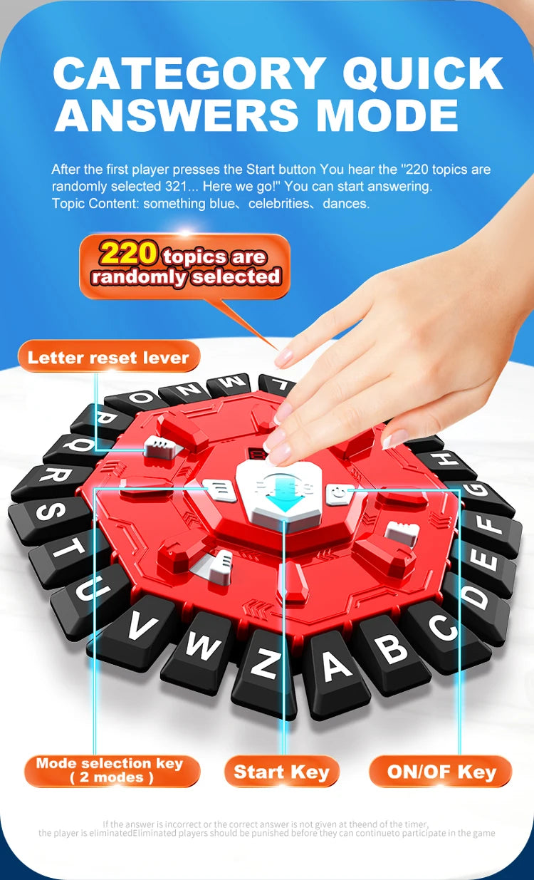 Word Game Family Board Game with Digital Display Timer Fun Fast-Paced 24-Letter Game for Learning Party Interactive