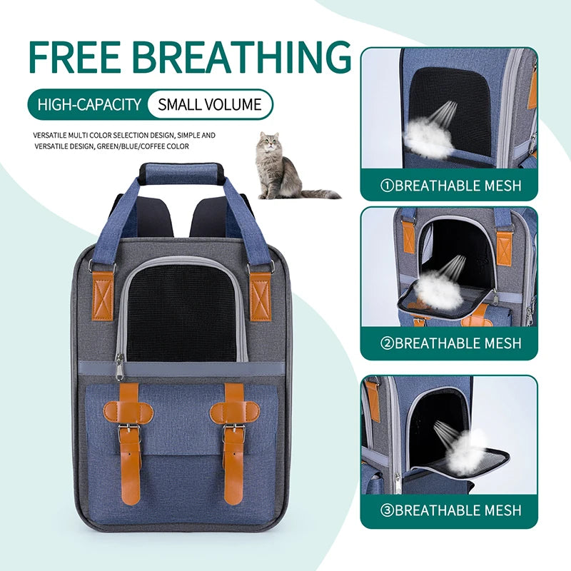 Portable Travel Pet Backpack , Dogs and Cats Travel Portable Back Bag, Large capacity, Pet Carrier Bag for Cats and Dogs,Portabl