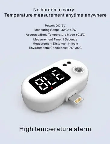 Newest iPhone plug Gadget Digital Thermometer Outdoor Mini Cell Phone Thermometer Infrared Non-contact Portable Temperature