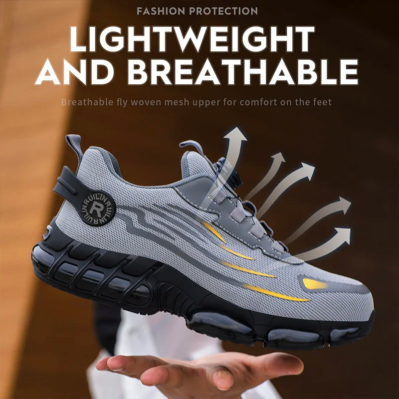 Indestructible Steel Toe Protective Safety Shoes Slip Resistant Abrasion Resistant Work Shoes Men Tough Comfortable Sneaker ﻿