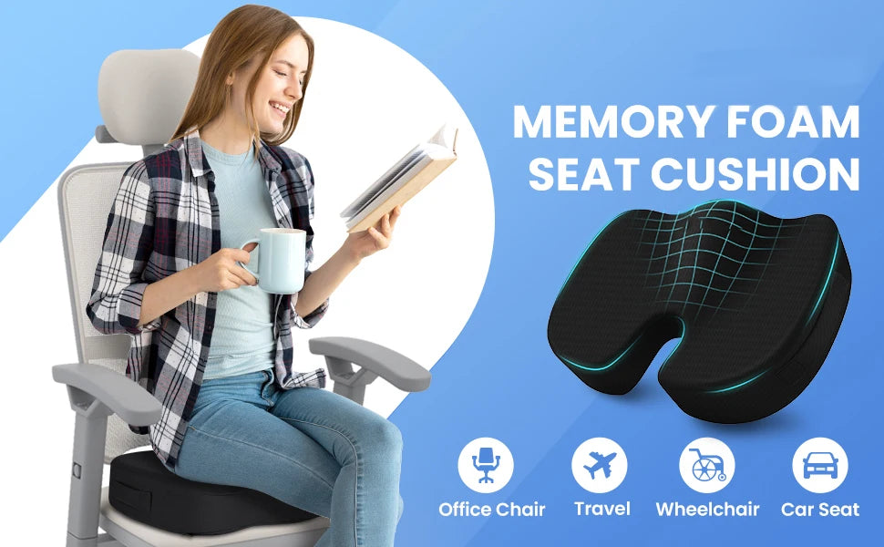 Seat Cushions for Office Chairs,Memory Foam Coccyx Cushion Pads for Tailbone Pain,Sciatica Relief Pillow,Correct Sitting Posture
