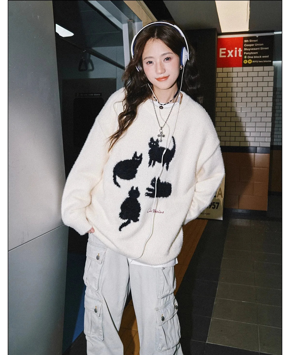 Pullovers Women Cartoon Trendy All-match O-neck Lazy Style Autumn Winter Imitation Mink-fleece Knitted Cozy Chic Ins Sweaters