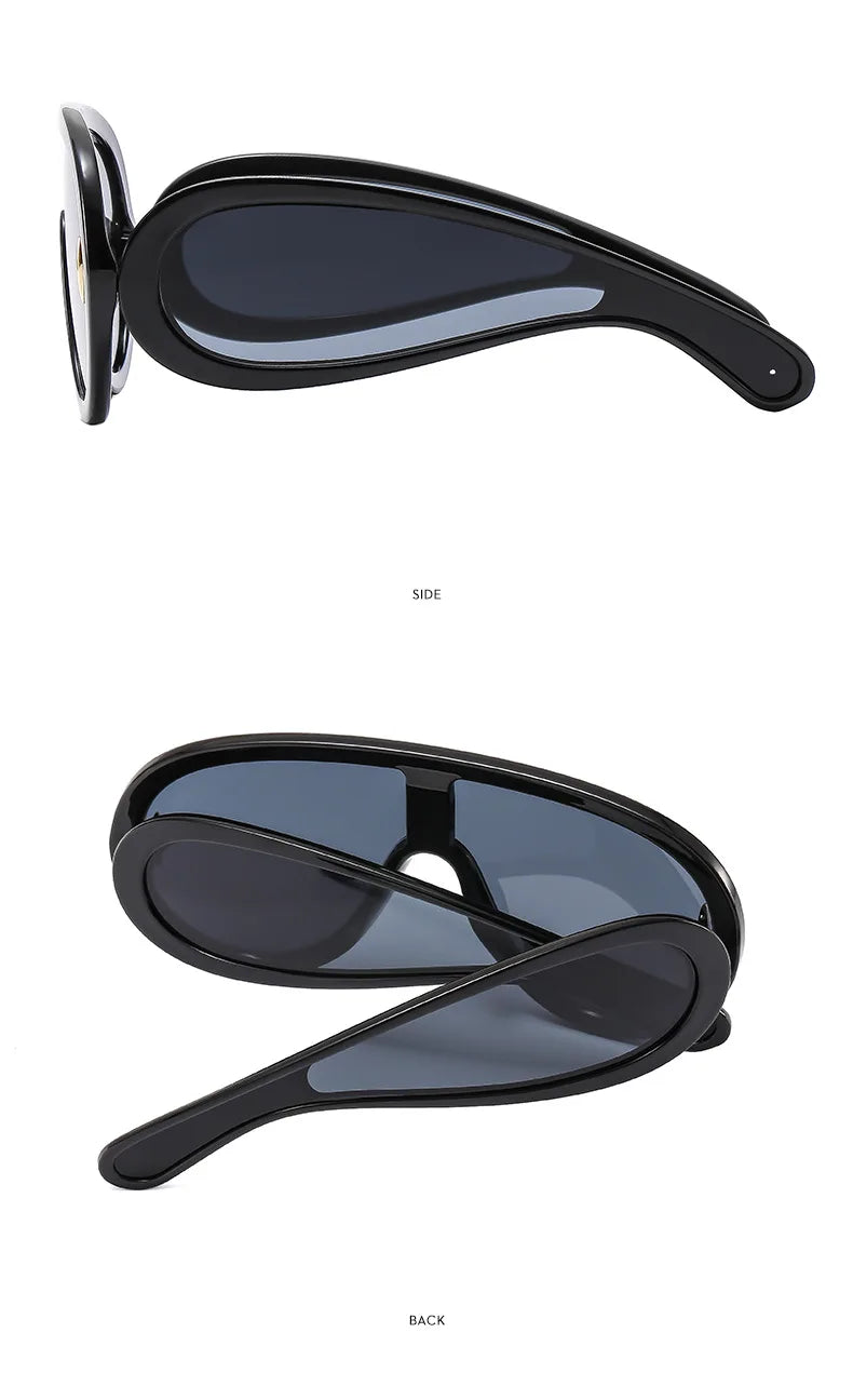 SHAUNA Oversized Women Goggle Sunglasses Trending Men One-Piece Mirror Shades UV400