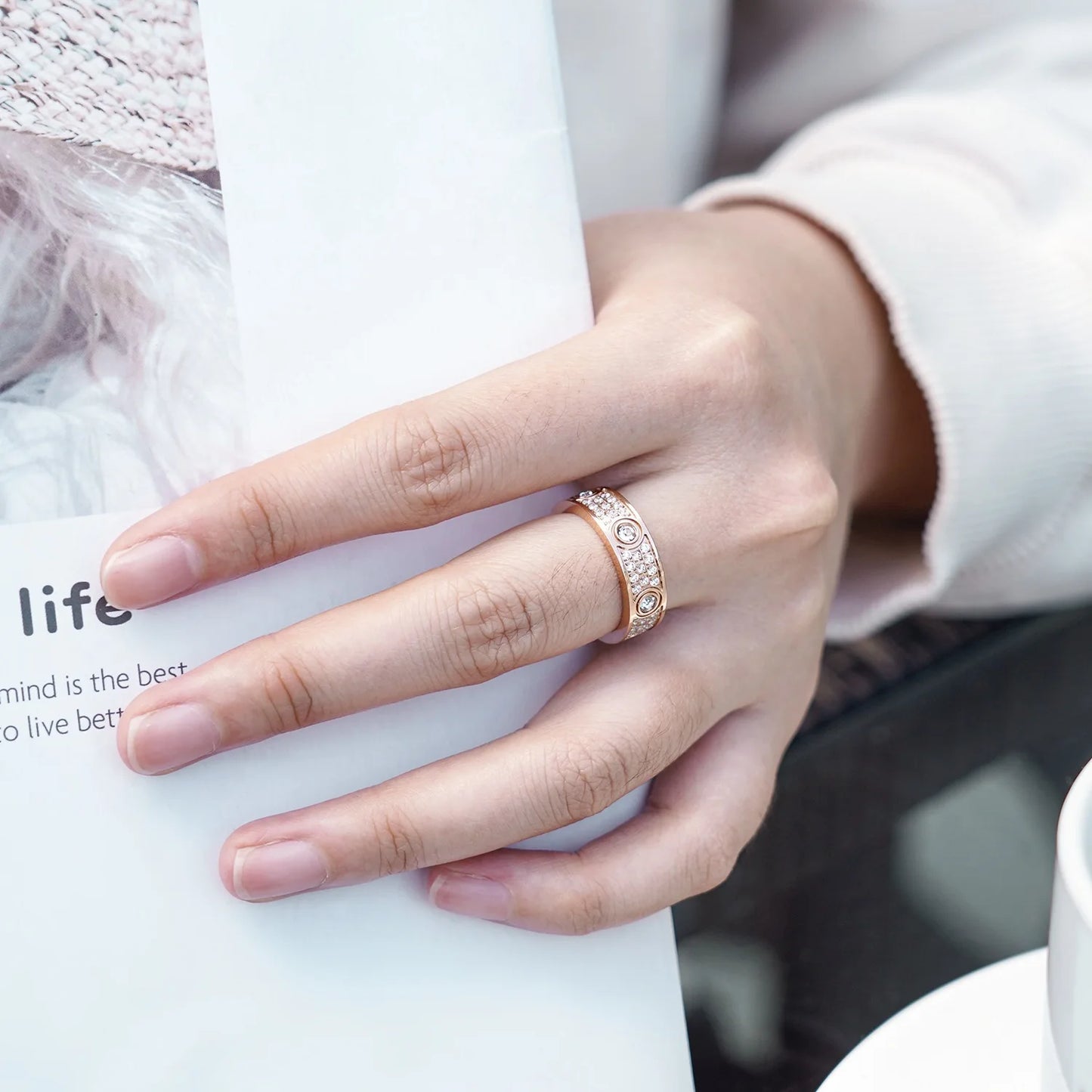 luxury jewelry Titanium steel couple love ring babysbreath Rings Women's jewelry trending accessories