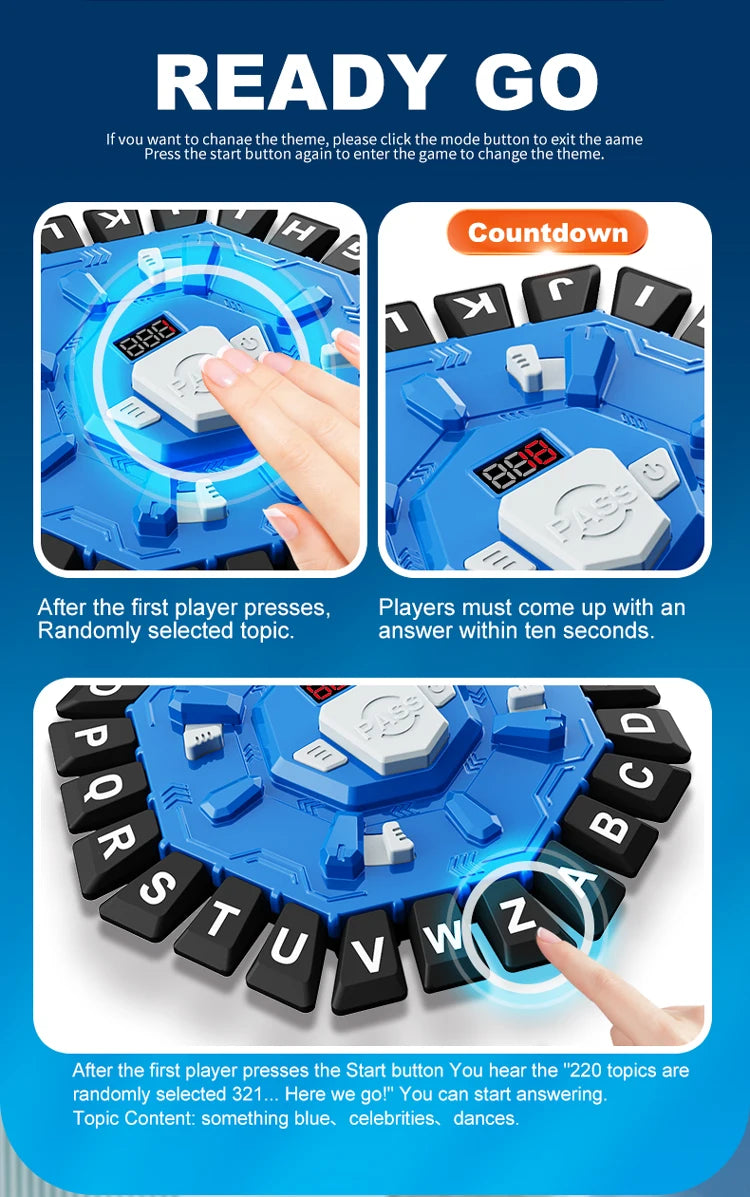 Word Game Family Board Game with Digital Display Timer Fun Fast-Paced 24-Letter Game for Learning Party Interactive