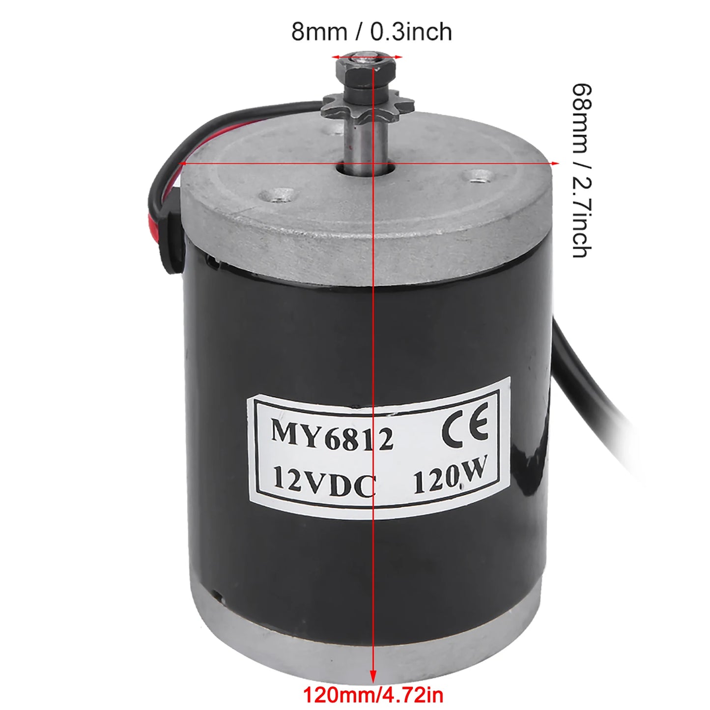 Brushed Motor MY6812 12V 120W High Speed Small Brush Motor with Belt Pulley Electric Scooter E Bike Accessory Bike Brushed Motor