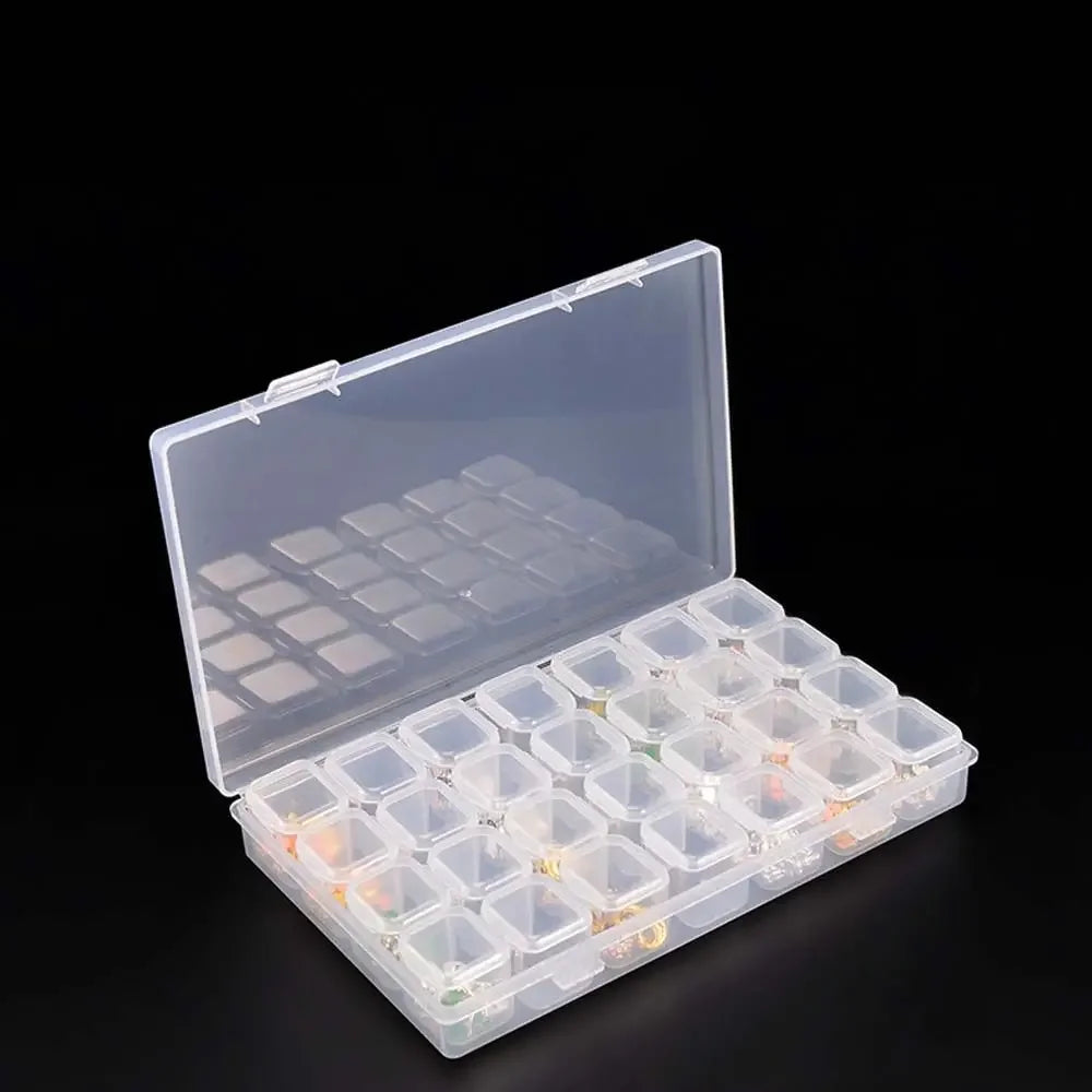 1PC 28/56Girds Clear Storage Box Square Compartment Organizers Plastic Storage Beads Jewelry Case Home Goods Storage Container