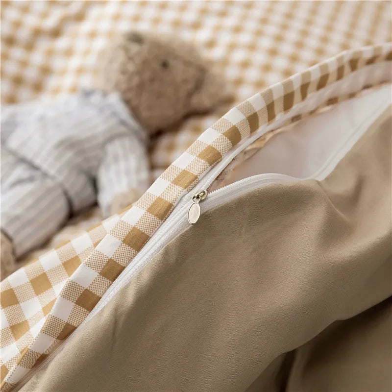Kawaii Bear Printed Bed Set Floral Duvet Cover Pillowcase Bedding Set Cute Dog Bed Linen Sheet Quilt Cover Full Queen King Size
