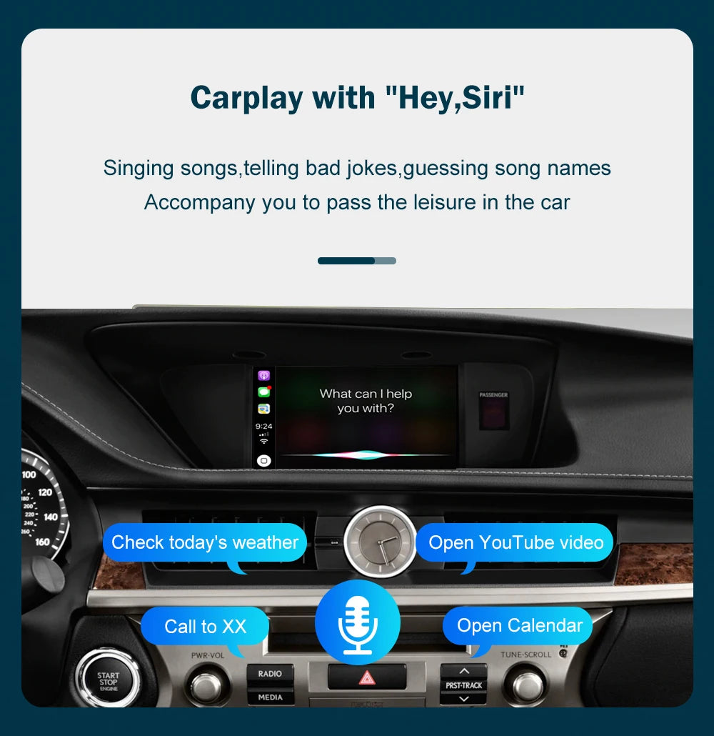 Wireless CarPlay for Lexus ES 2014-2019, with Android Auto Mirror Link AirPlay Car Play Functions