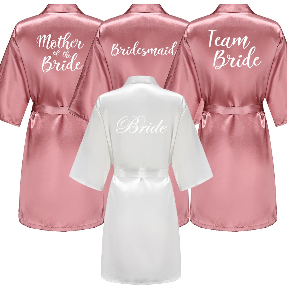 Wedding Bride Bridesmaid Robe Dressing Gown Sexy Women Bathrobe Nightgown Short Sleepwear Casual Flower Kimono Geisha M L XL