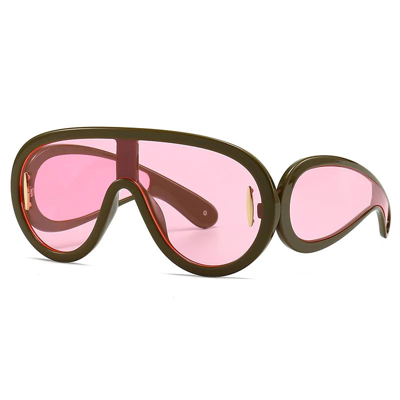 SHAUNA Oversized Women Goggle Sunglasses Trending Men One-Piece Mirror Shades UV400