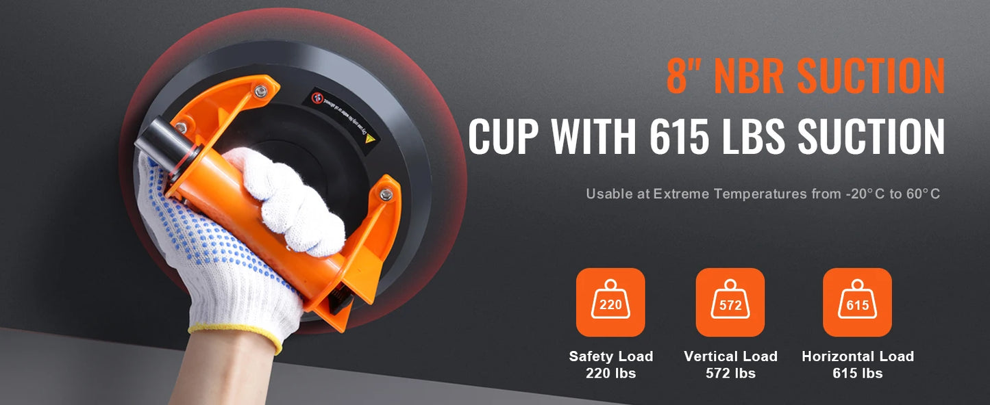 SucceBuy 8in Glass Vacuum Suction Cup with ABS/Metal Handle Industrial Tile Lifter Tool for Wood Panel Lifting Clearance Sale