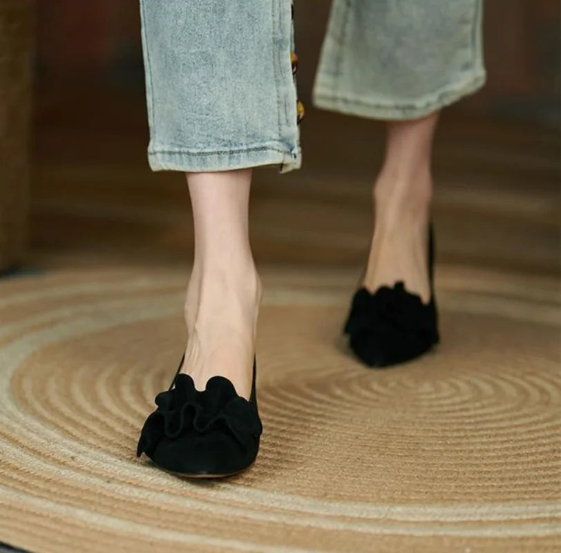 Shoes for Woman 2025 Office Women's Summer Footwear Pointed Toe Yellow Low Heel Elegant Fashion Trend on Promotion High Quality