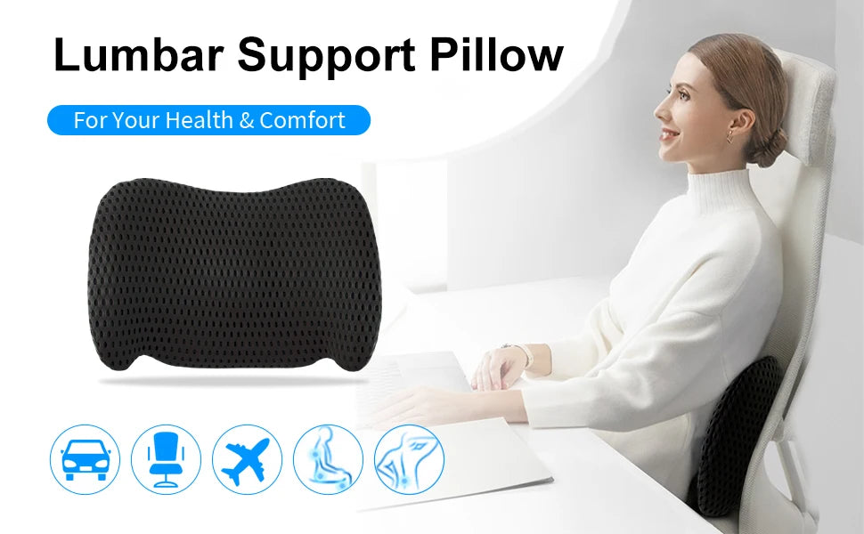 1Pcs Lumbar Support Pillow - Memory Foam Lumbar Support Pillow for Lower Back Pain Relief for Car Seats, Office Chairs, Sofas