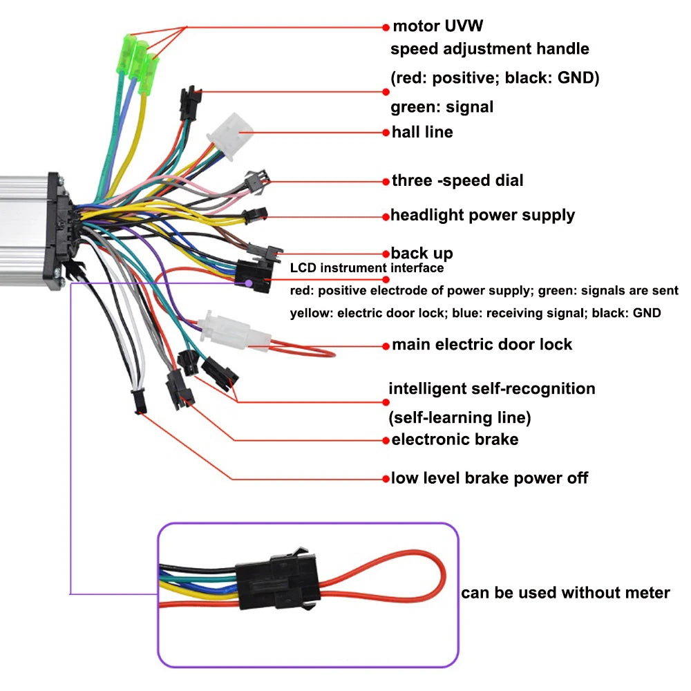 Electric Bike Brushless Motor Controller 24V/36V/48V Dual Drive 250W/350W DC Intelligent Motor Control for E-Bike
