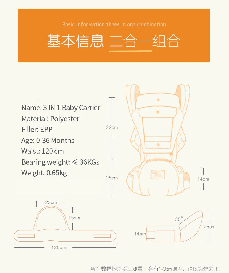 Breathable Ergonomic Baby Carrier Backpack Portable Infant Baby Carrier Kangaroo Hipseat Heaps Baby Sling Carrier Wrap for 0-36M